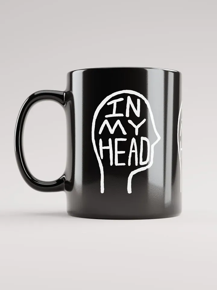 In My Head (white design) black coffee mug product image (1)