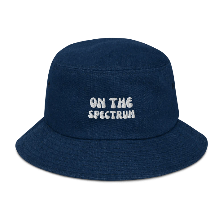 ON THE SPECTRUM (white) groovy design embroidered denim bucket hat product image (21)