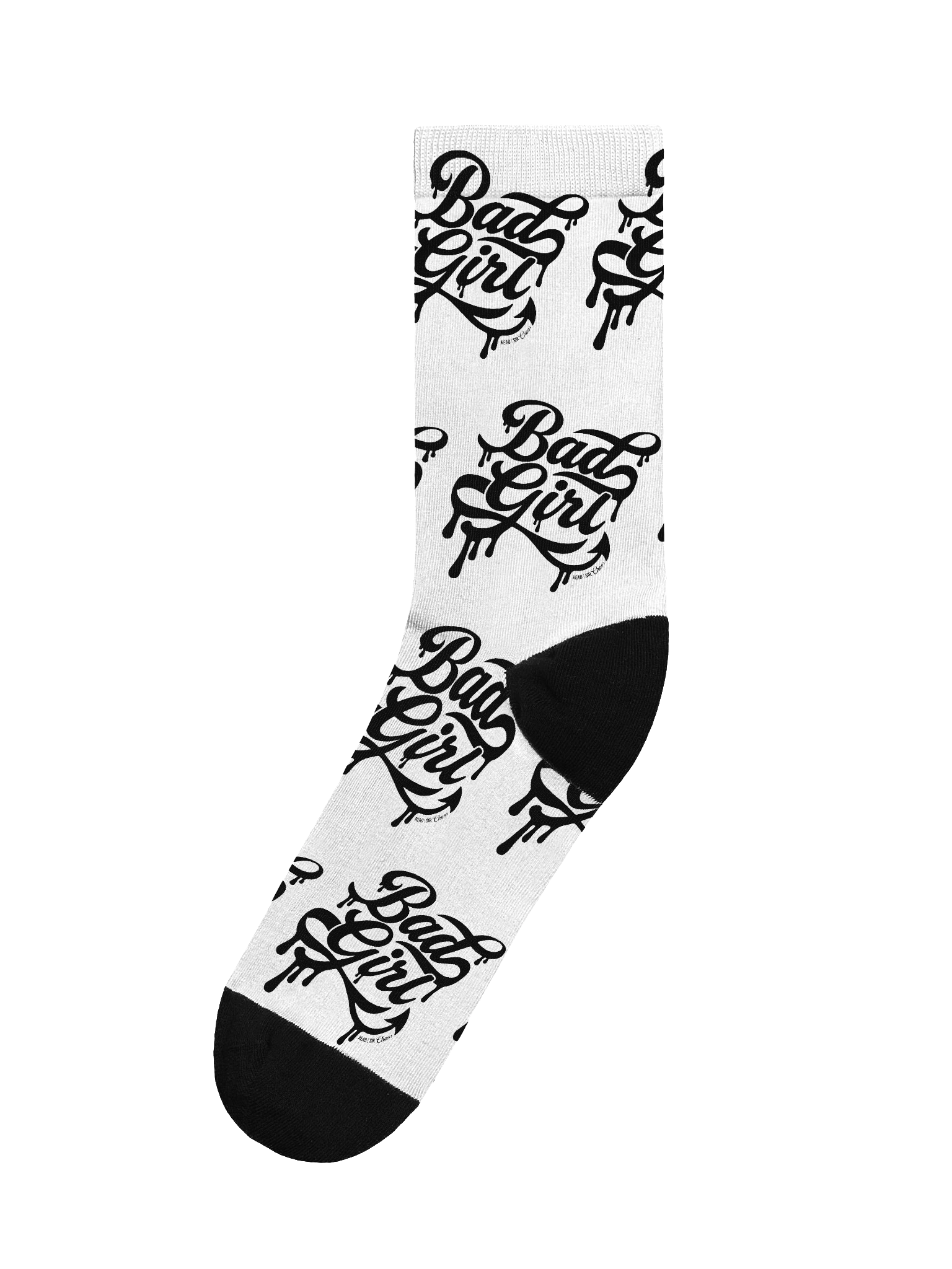Bad Girl White Socks (Black Text) product image (1)