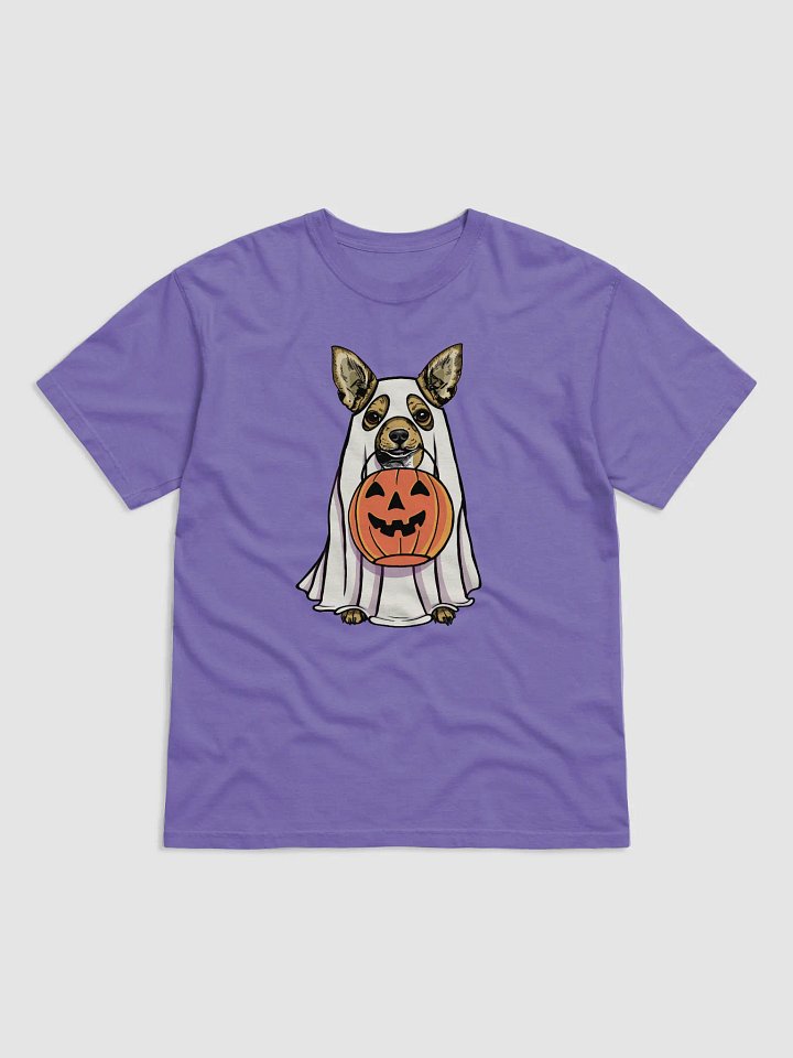 Funny Halloween Chihuahua T-Shirt | Funny Chihuahua Wearing a Ghost Costume and Holding a Pumpkin Basket product image (1)