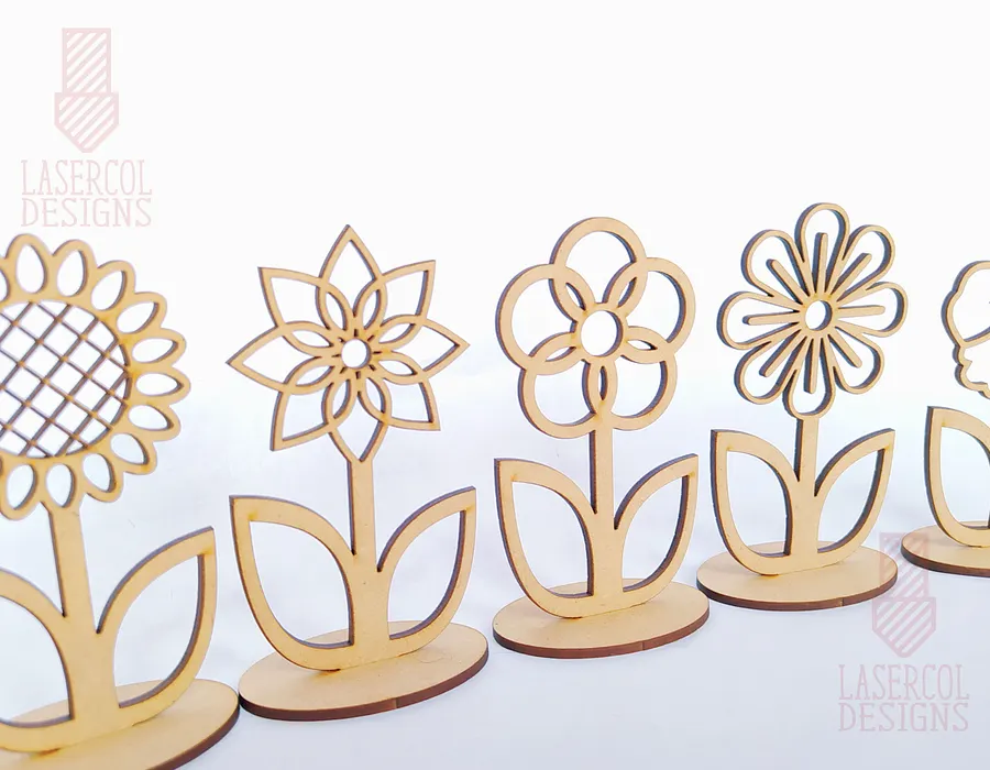Flowers - Set 2 - (Two Sizes, Five Styles) - Laser Cut Files product image (4)