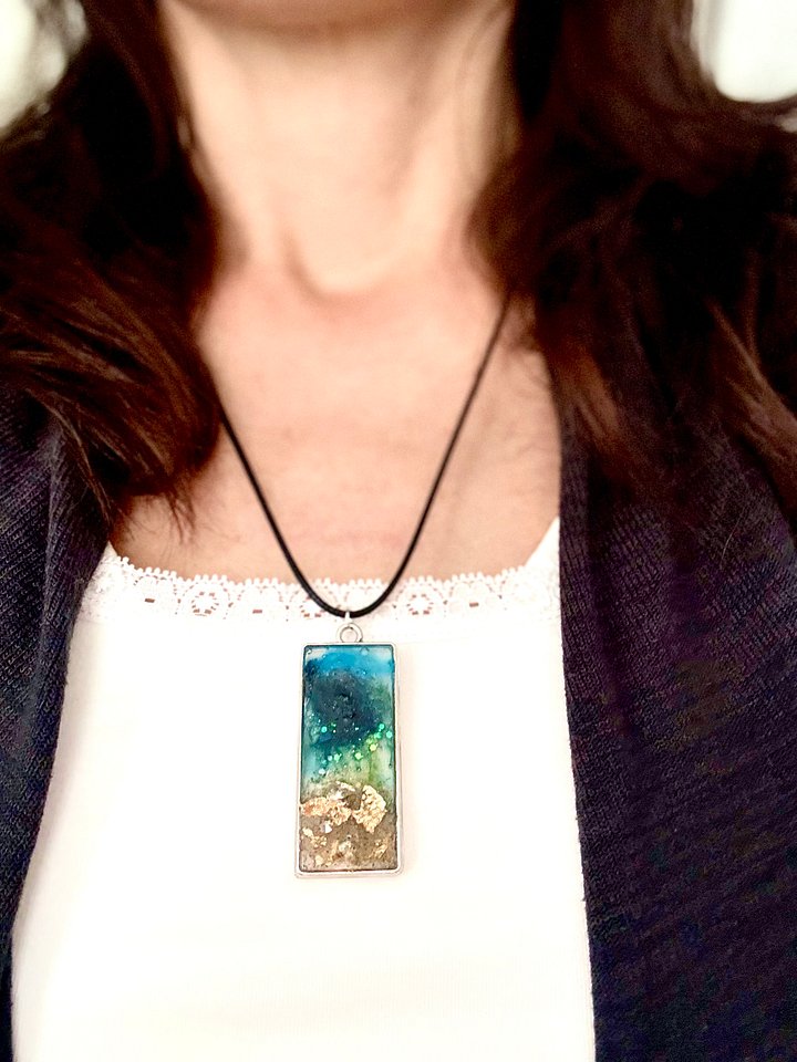 MFD-00239 | 🌊 Slice of the Sea | Handmade Resin & Sand Pendant Necklace | Coastal Charm Jewelry by Monique Faella Designs™ product image (1)