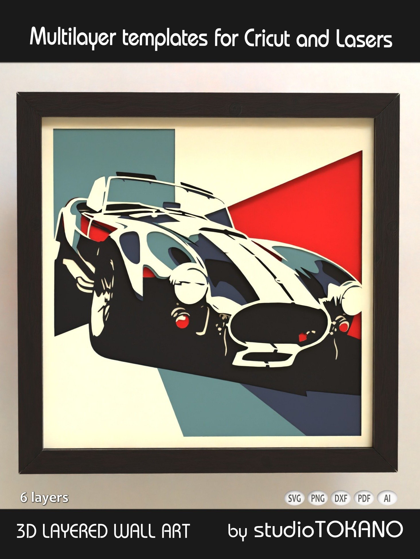 Shelby Cobra Classic Car 3D SVG product image (1)