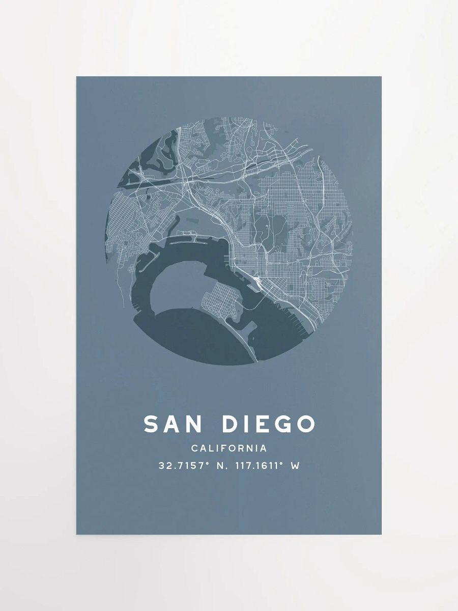 San Diego Street Map Poster – Blue Minimalist Circular City Art product image (4)