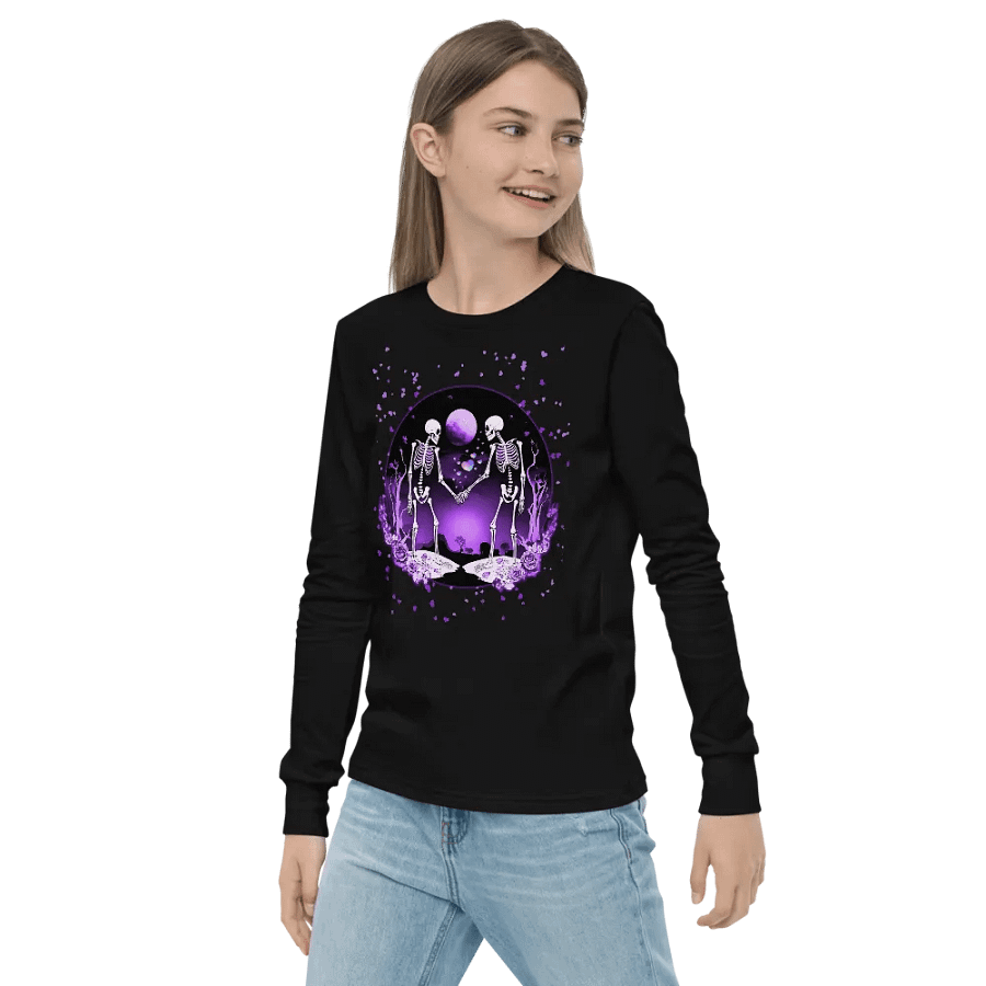 Cosmic Love Skeletons Kids Long Sleeve Tee product image (7)