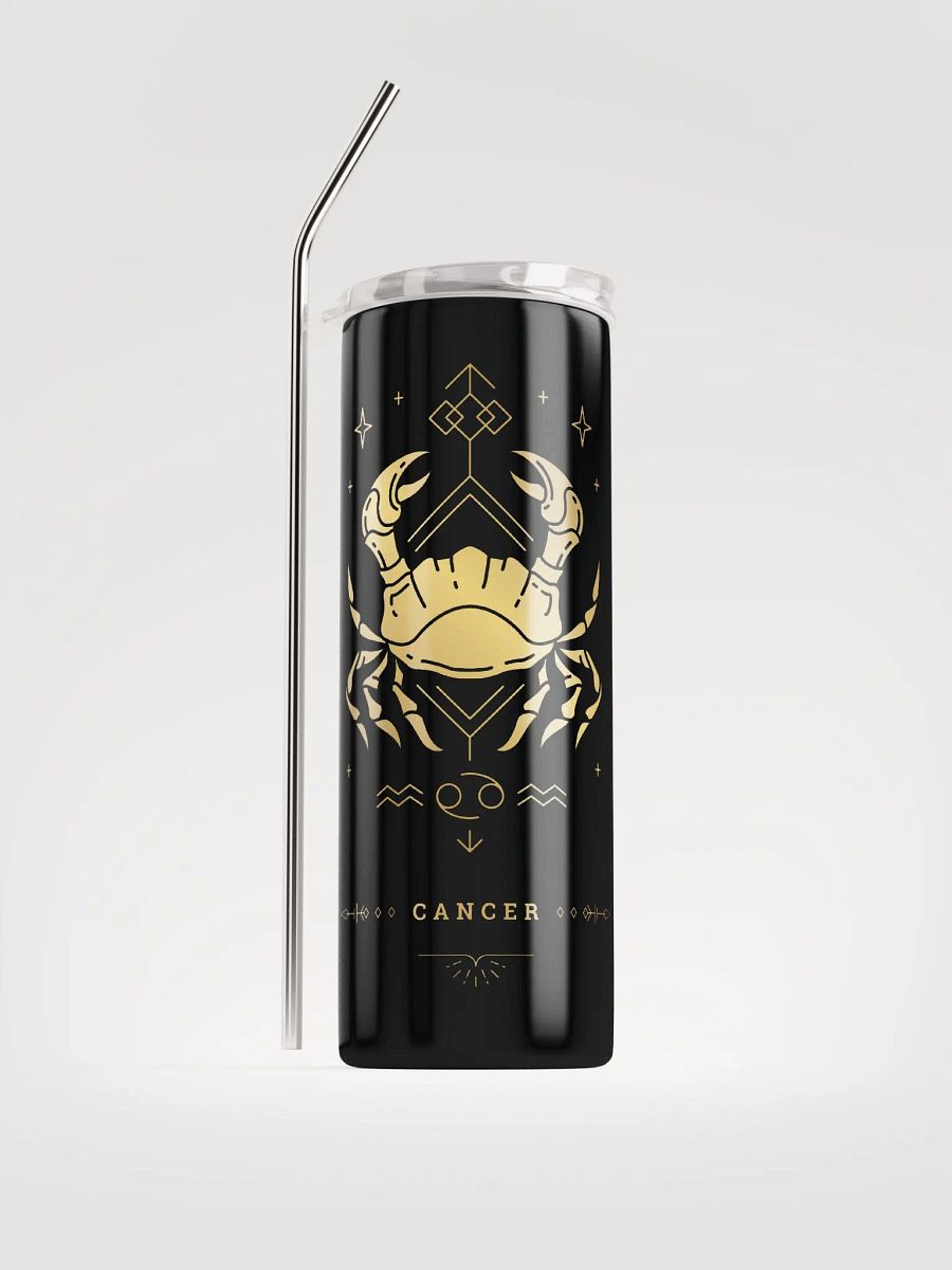 Golden Celestial Cancer Zodiac Stainless Steel Tumbler: Embrace Cosmic Elegance! ♋✨ product image (1)