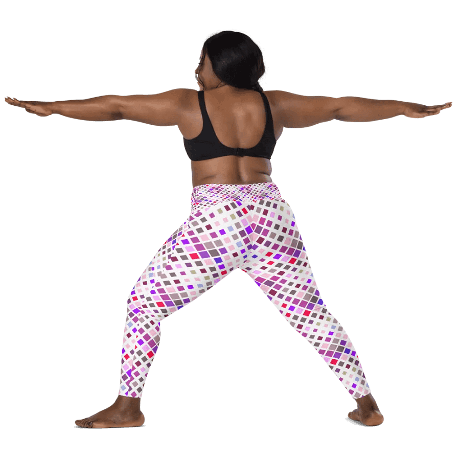 Colorful Square Pattern Design Leggings with Pocket - v11 product image (4)