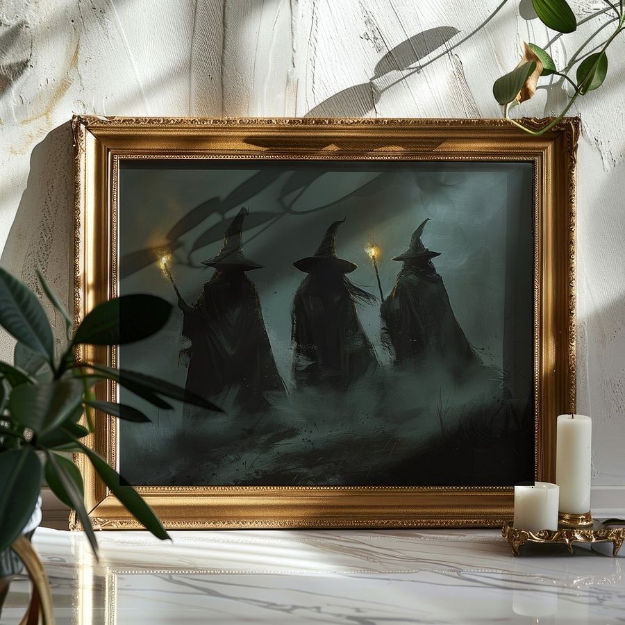 Three Witches in The Fog Dark Gloomy Art Print product image (29)