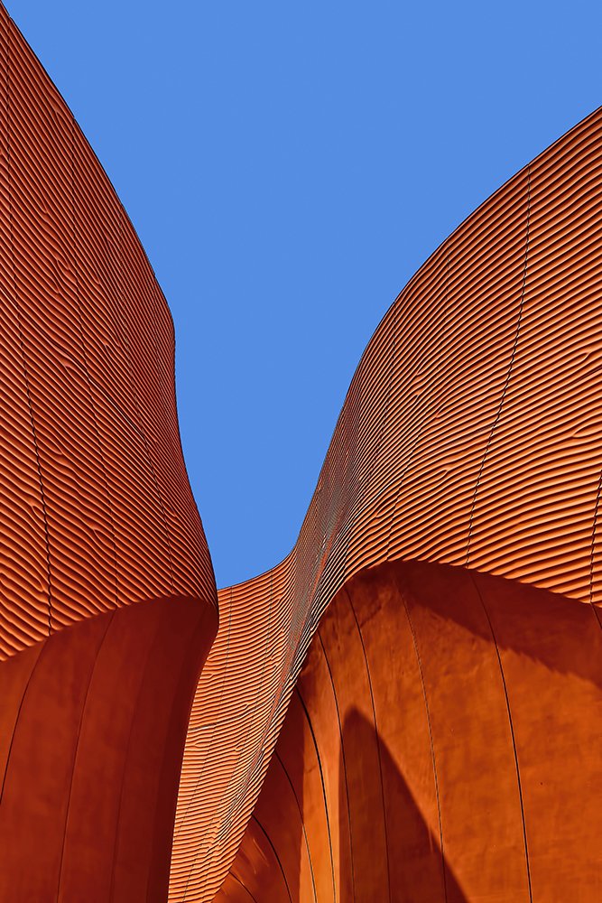Modern Abstract Architecture Print – Curved Orange Facade Wall Art product image (1)