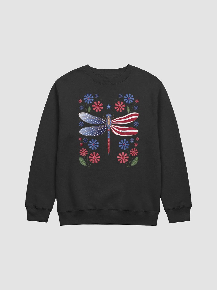 Party Like It’s 1776 Crewneck Sweatshirt - Patriotic Dragonfly American Flag Design product image (1)