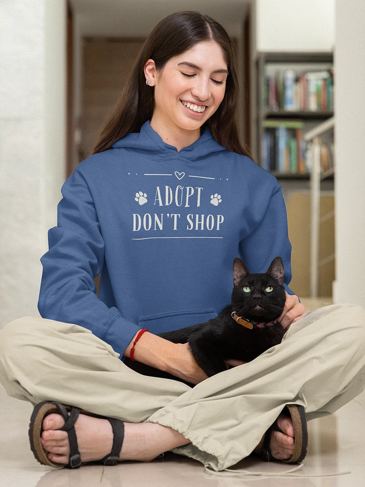 Adopt Don't Shop, off-white letters on Gildan 18500 Hoodie product image (1)
