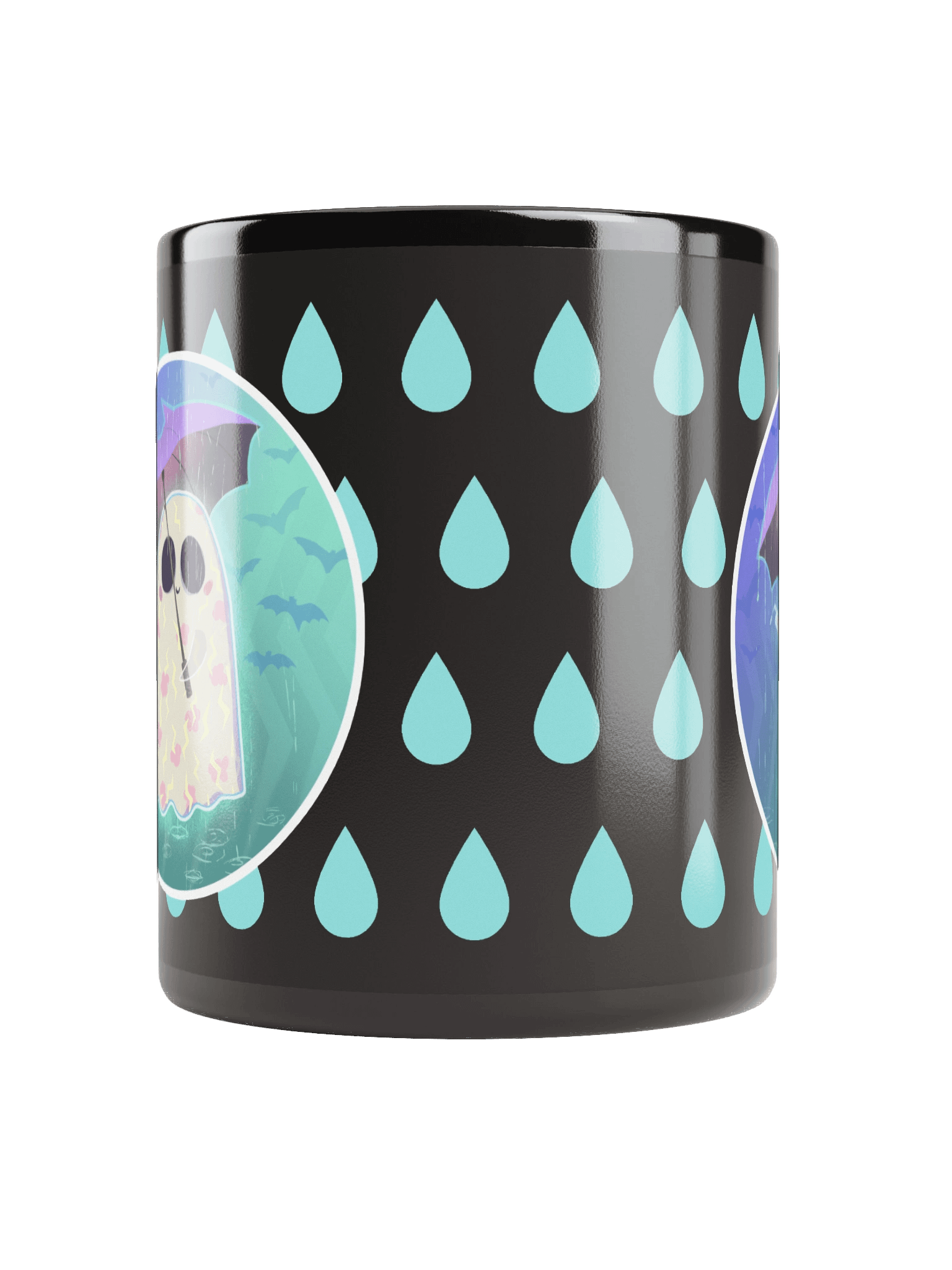 Pastel Little Ghost in the Rain - Black Ceramic Mug product image (2)