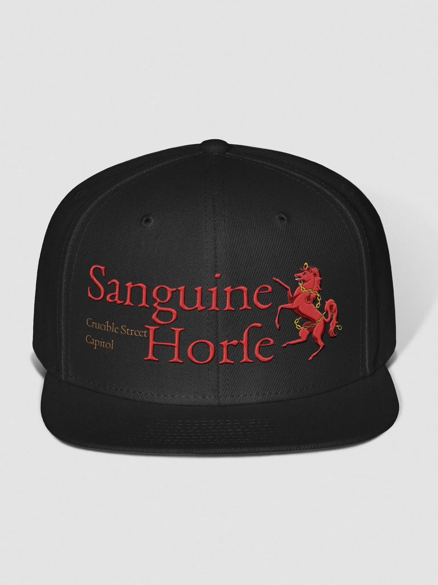 Sanguine Horse Logo snapback cap (gold address) product image (1)