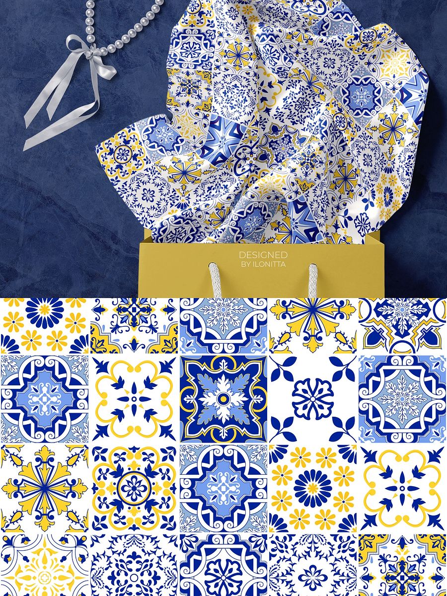 Portuguese Tiles Digital Papers Vector Bundle SET3 product image (4)