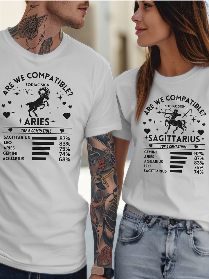 Aries Zodiac Sign Romantic Compatibility T-Shirt - Bella Canvas 3001 Unisex Staple T-Shirt - Light Colors product image (2)
