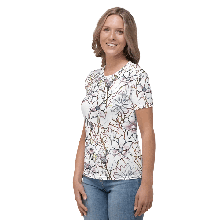 Line art White and Brown/Gray Floral/All-Over Print Scrunchie by Sublicolor product image (1)