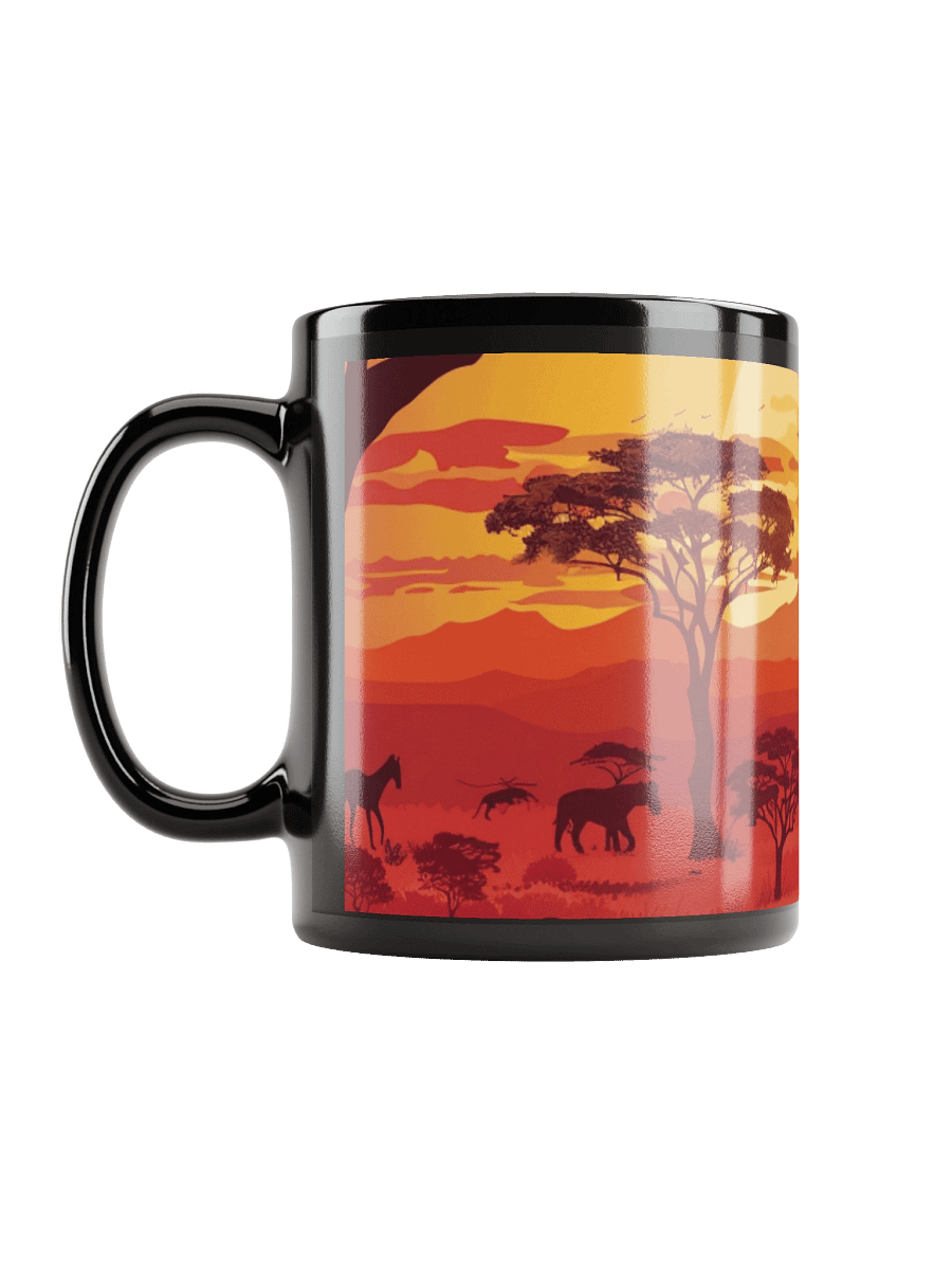 African Sunset Black Glossy Ceramic Mug by Treasure Pie product image (11)
