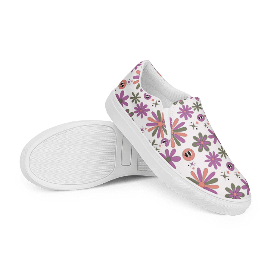 Kawaii Smiley Blossom Canvas Slip-Ons product image (7)