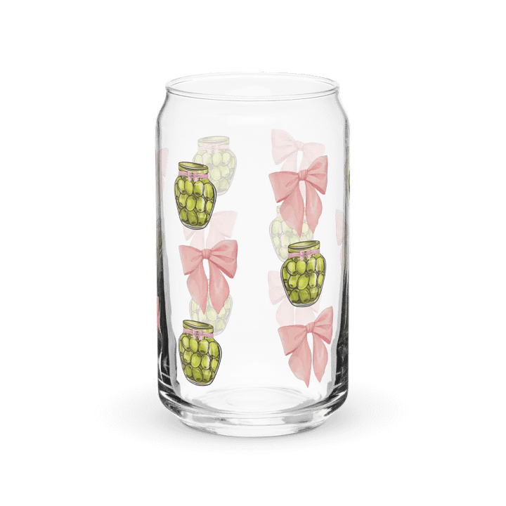 Olives and Bows Girly Print Glass Can Cup With Or Without Lid product image (6)
