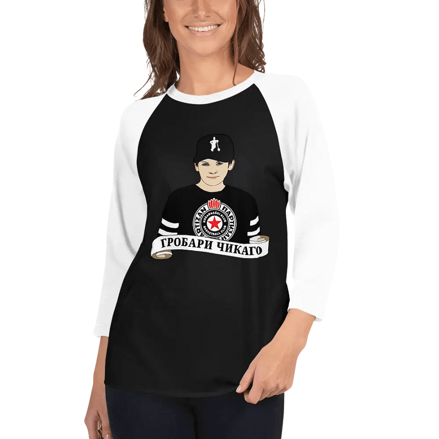 Grobari Čikago KK Partizan Tultex Fine Jersey Raglan Tee product image (3)