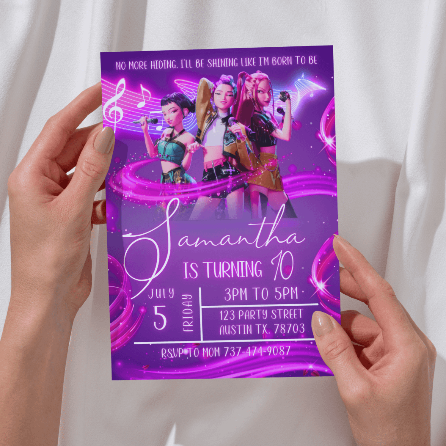 K-Pop Demon Hunter Birthday Invitation – Neon Pink Concert Theme (Editable Canva Template) product image (8)