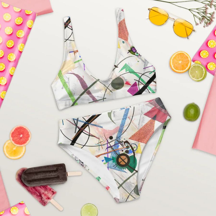 Abstract Lithographic Pattern Design High Waisted Bikini - V1 product image (9)