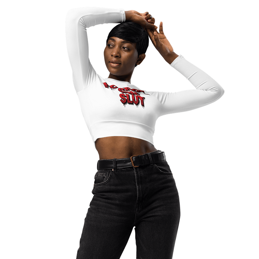 Horror Con Slut Long Sleeve Crop Top (white) product image (3)