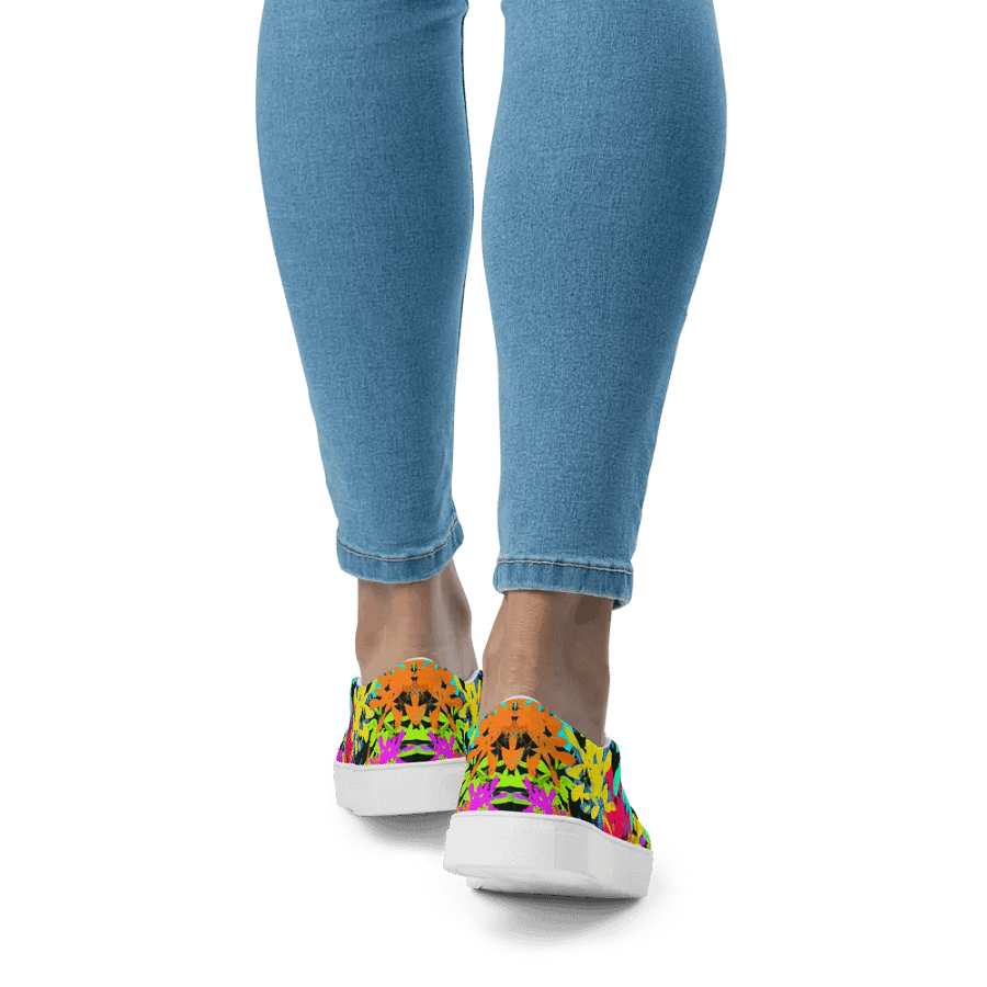 Ladies Brightly Coloured Geometric Leaf Design Slip On Shoes product image (6)