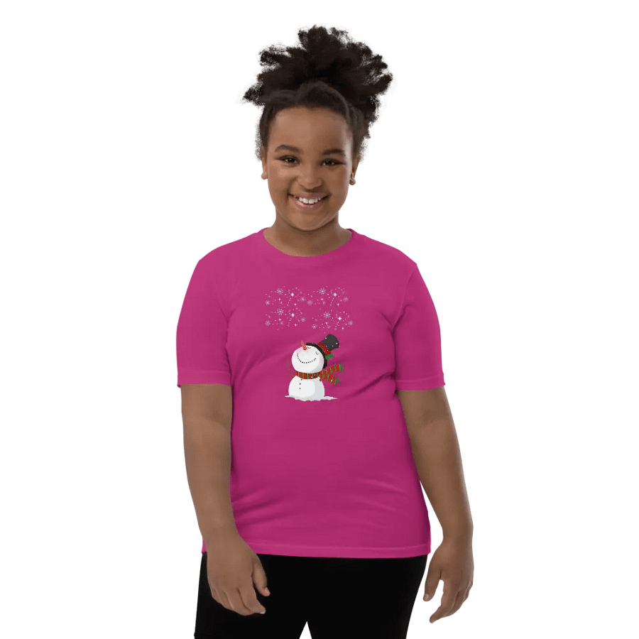 Cheerful Snowman Youth T-Shirt product image (109)