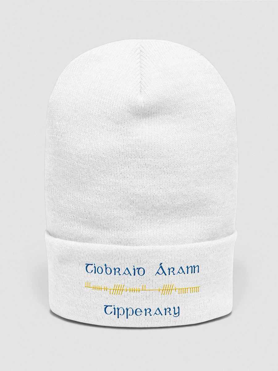 Tipperary/Tiobraid Árann Orthodox style Ogham, blue and gold, embroidered Cuffed Beanie product image (6)