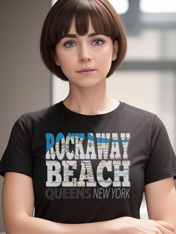 Fun Cool Rockaway Beach Queens New York with Subway Map T-Shirt product image (2)