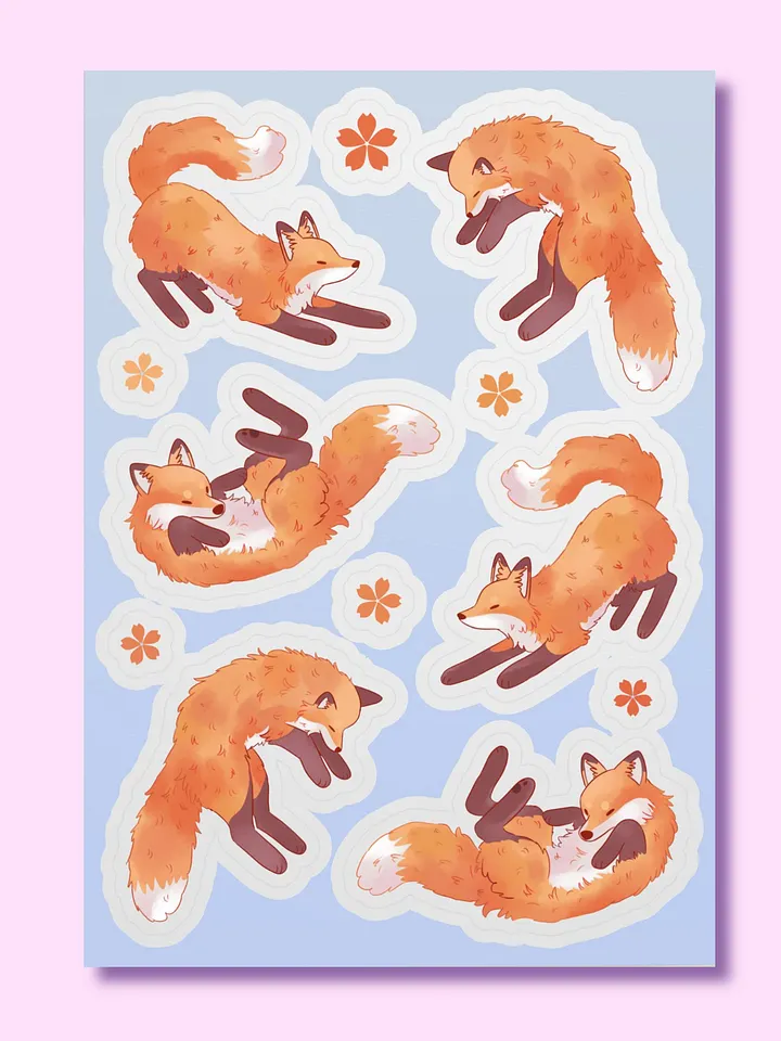 Playful Foxes Kiss Cut Sticker Sheet product image (1)