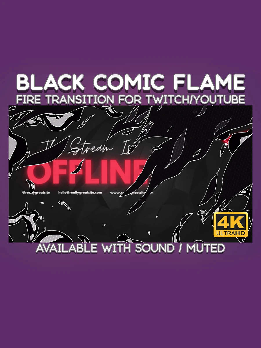 Black Comic Fire Video Transition - Comic Fire Transition for Twitch Stream and YouTube Video product image (1)