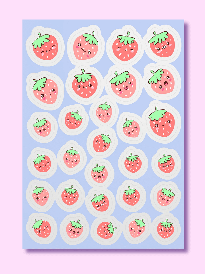 Adorable Strawberry Smiles Sticker Sheet product image (1)