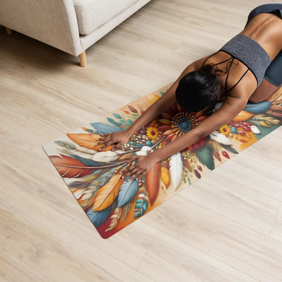 Boho Feathers Yoga Mat product image (7)