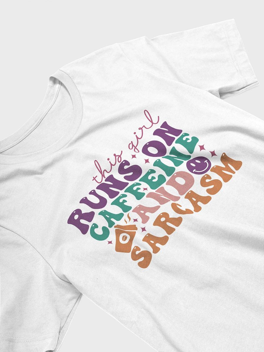 Sarcastic shirt for women, funny smiley meme shirt this girl run on coffee and sarcasm product image (73)