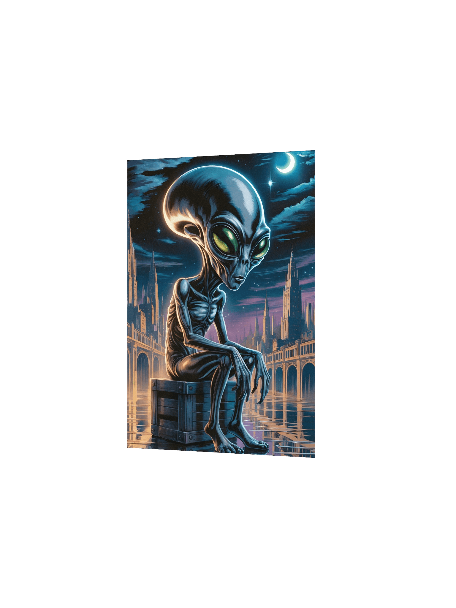 Lunar Visitor Poster – Reflective Alien Nightscape Wall Art product image (3)