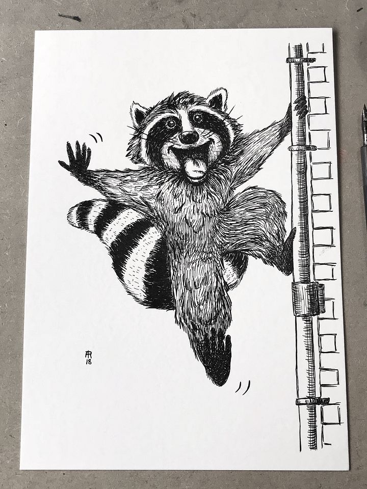 original painting : trash panda product image (1)
