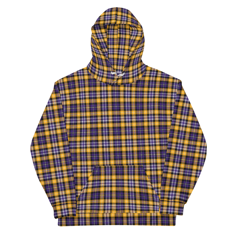 Purple and Yellow Gold Sporty Plaid Hoodie product image (6)
