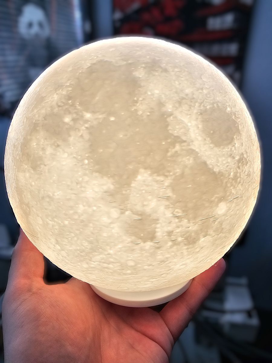 3D Printed Moon Lamp | Realistic Lunar Night Light | Space Lover Gift | LED Desk Light | Custom Moon Décor product image (3)