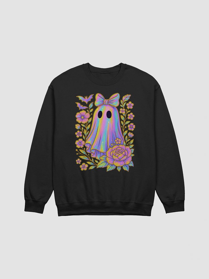 Iridescent Floral Halloween Cute Ghost Long Sleeve Unisex Sweatshirt product image (7)
