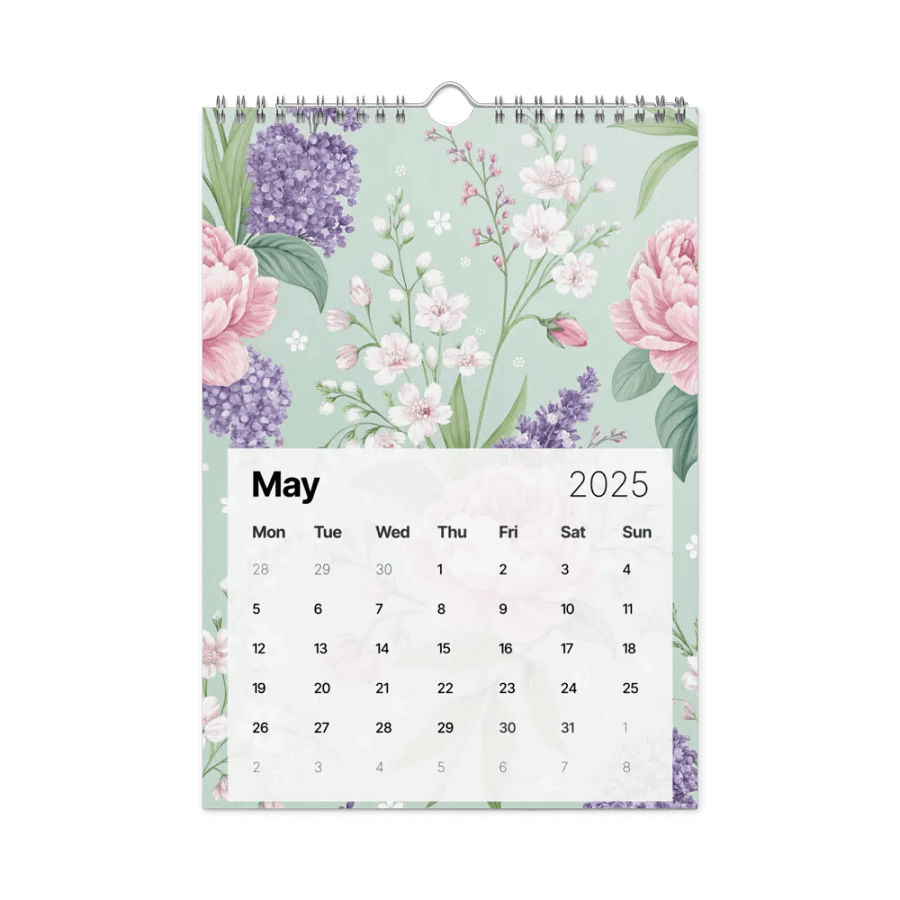 SEAMLESS FLORAL PATTERN WALL CALENDAR 2025 product image (10)