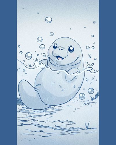 here's a cute little manatee that i doodled for @aelizabethblack 

#doodle #drawing #sketch #manatee #illustration #bubbles