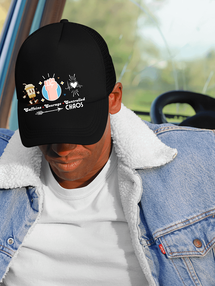 Caffeine, Courage, & Controlled Chaos Parkinson Foam Trucker Hat product image (1)