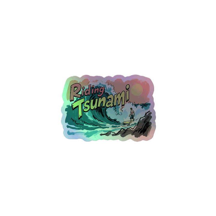 Tsunami Surf Art Print – Bold Wave Holographic Sticker product image (1)