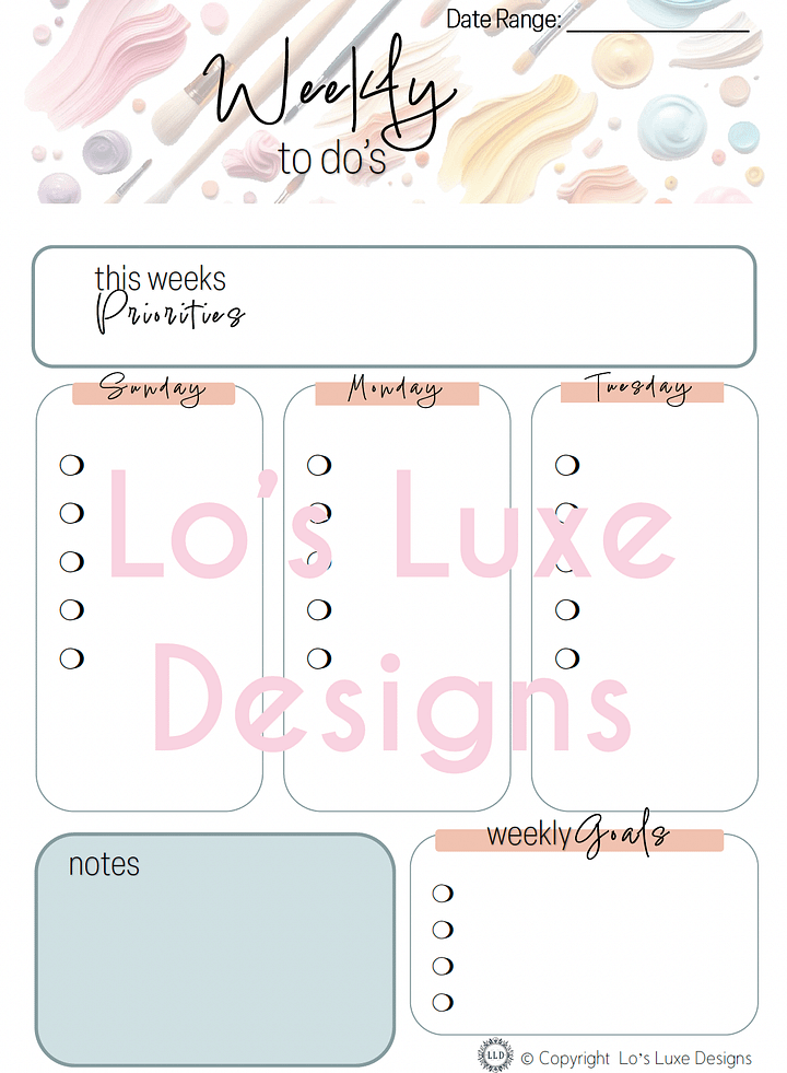 Artistic Paint To Do List Bundle - 8.5x11 - Printable product image (2)