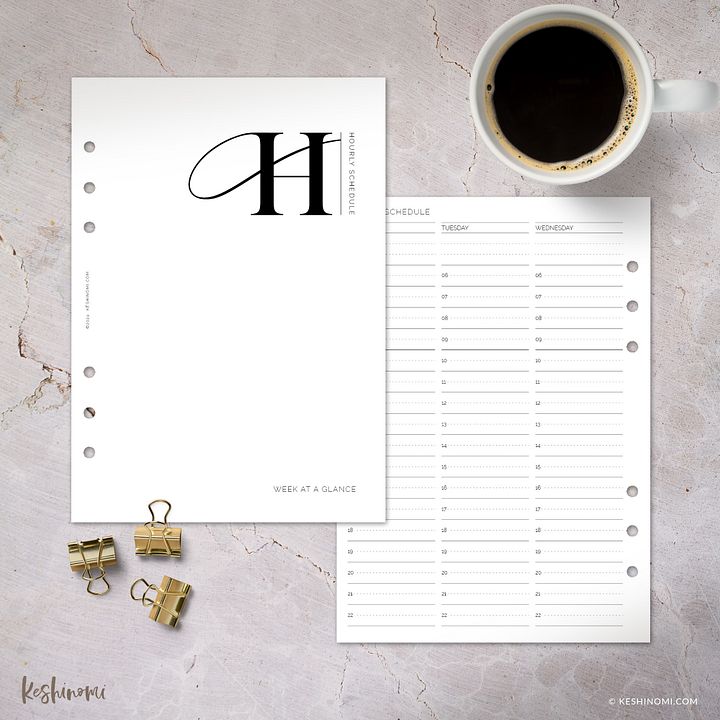 The Undated Vertical Week-on-2 with Hourly Schedule - Printable A5 Planner Insert product image (1)