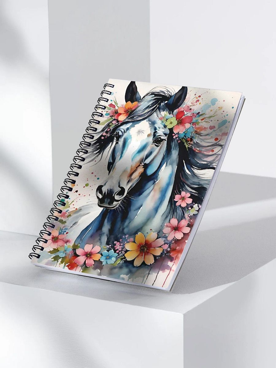 Aged Paint Splatter Floral Horse Spiral Notebook product image (3)