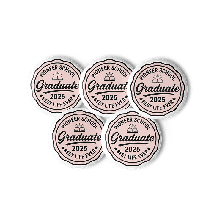 PIONEER SCHOOL GRADUATE 2025 | SET OF 5 RETRO PIN | PINK/WHITE product image (1)