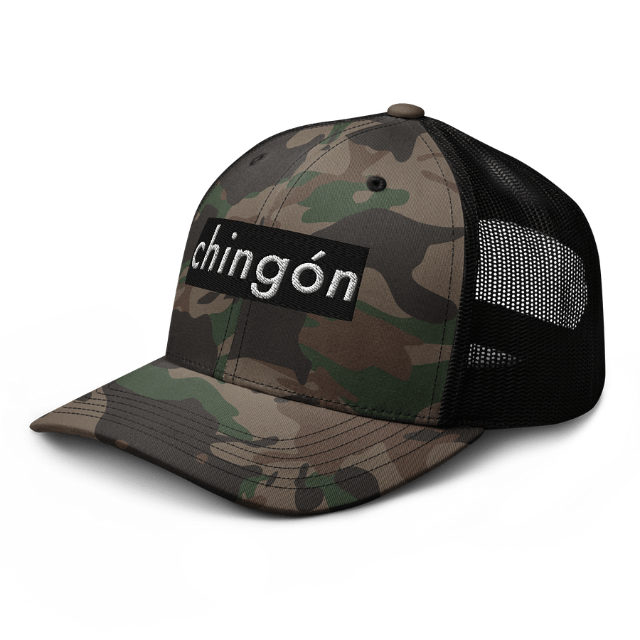 Chingón Camo Trucker Hat product image (6)